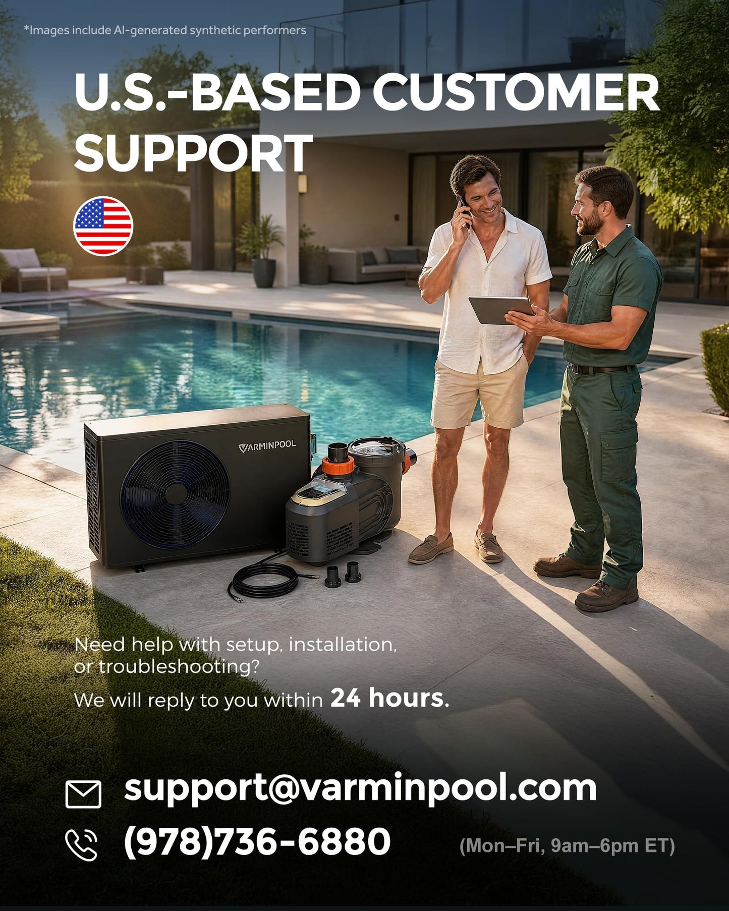 VARMINPOOL Electric Pool Heater, 30,000 BTU Pool Heat Pump for Above Ground Pools Up to 7000 Gallons, WiFi Control, 120V Titanium Heat Exchanger, V7 Plus
