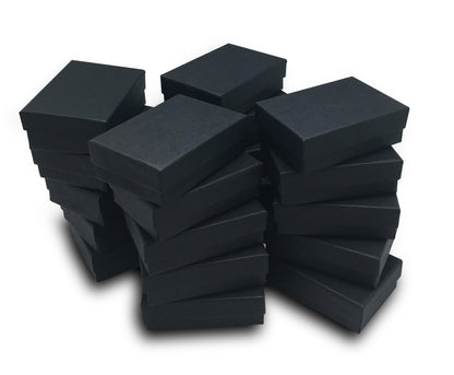 TheDisplayGuys - 25-Pack #32 Cotton Filled Cardboard Paper Jewelry Boxes Gift Case - Matte Black (3.3" x 2.3" x 1.0") - for Shipping or Storage
