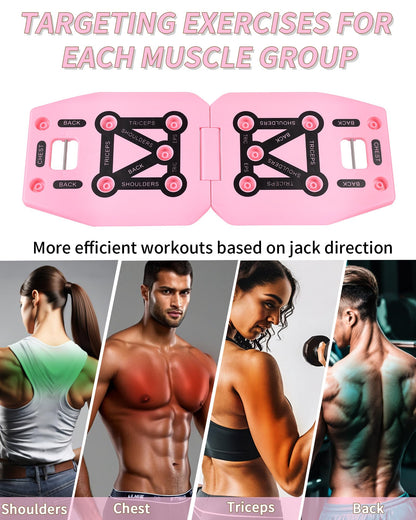 LAKXSF Work out Push up Board for Home Gym, Pilates Workout Exercise Resistance Band Set with Handles, Pushup Board Gift for Men and Women, Essential Shoulder Strength Training Goods Equipment Kit