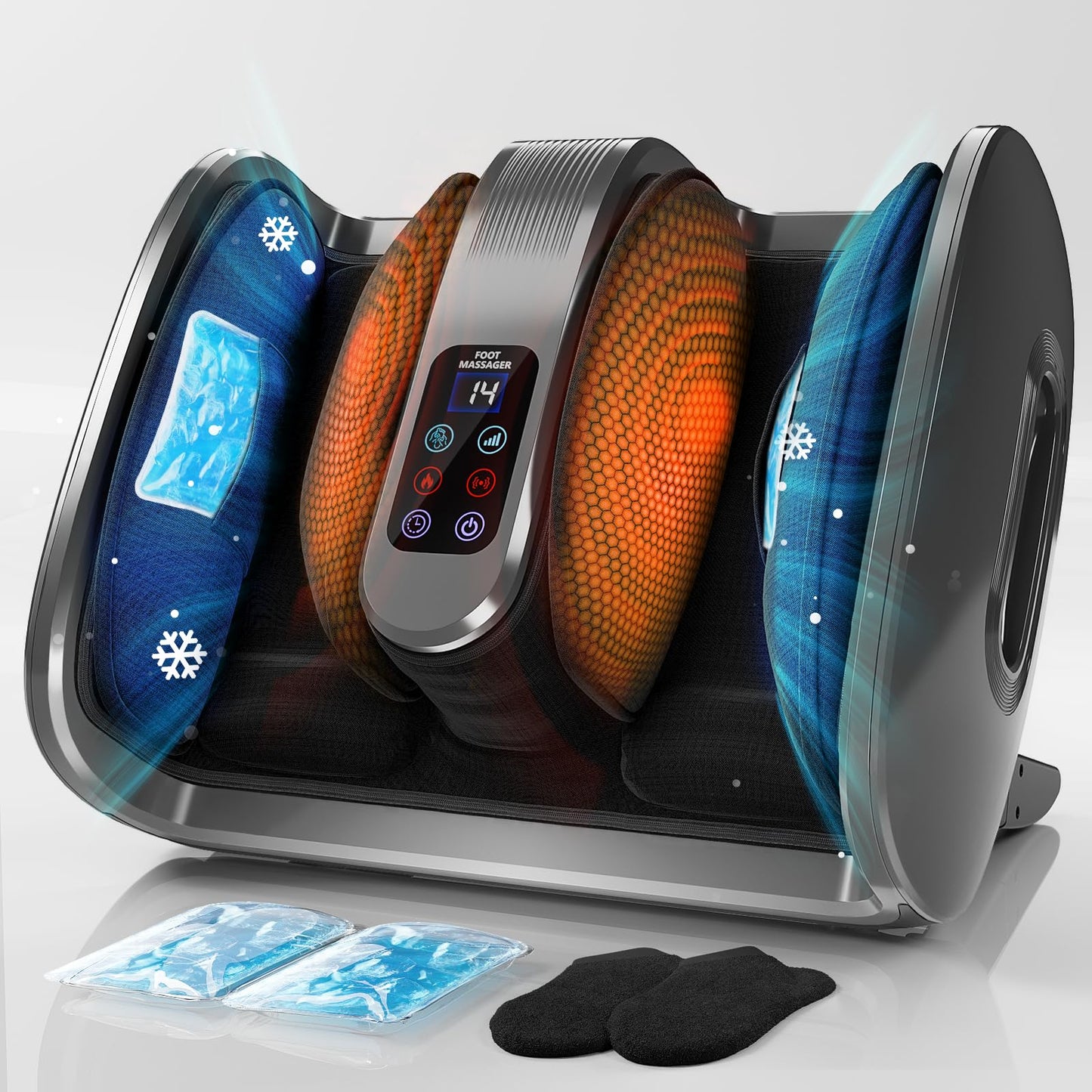 SUMELL Foot Massager with Heat & Ice Therapy - FSA HSA Eligible, Deep Kneading Shiatsu Compression w/Adjustable Intensity, Father's Day Gift for Plantar Fasciitis Relax, Neuropathy and Pain Relief