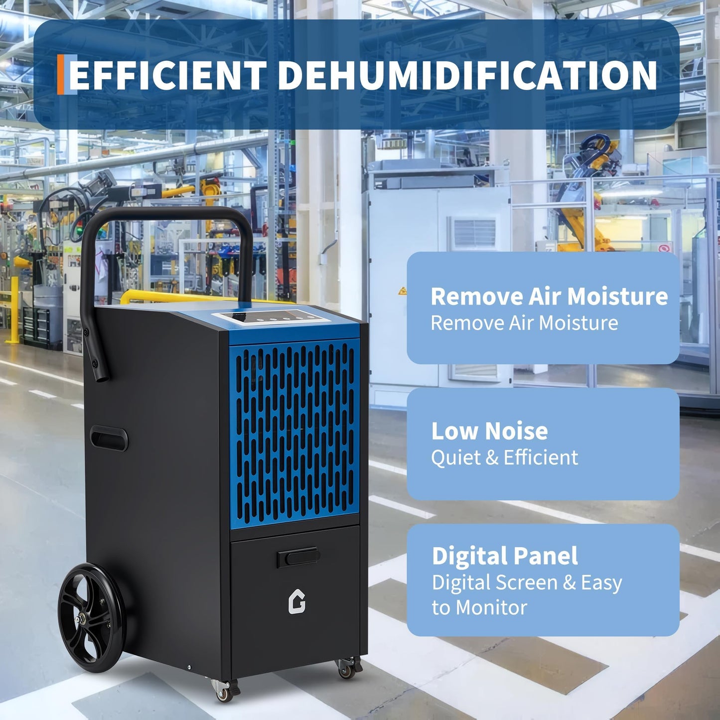 105 Pints Commercial Dehumidifier for Basement, Large Industrial Humidity Remover with Drain Hose, Timer, and 4 Wheels, 110V/60Hz/520W, Ideal for Flood Repair, Drying Basement, Warehouse, and Factory