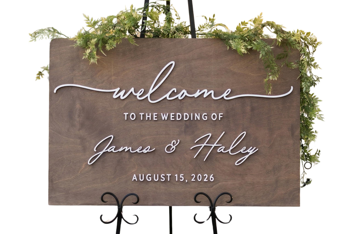 Personalized Wooden 3D Wedding Welcome Sign. Custom Wedding Decor. Customized with Your Names and Dates. Wedding Ceremony Decorations. (Design 16)