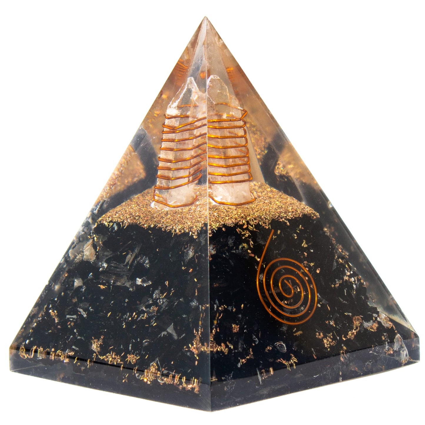 Shungite Orgonite Pyramid for Energy cleansing, Protection, Grounding Energy, Spiritual Healing | Handmade Orgonite pyramids with Copper Coil and Crystal Quartz for Chakra Protection