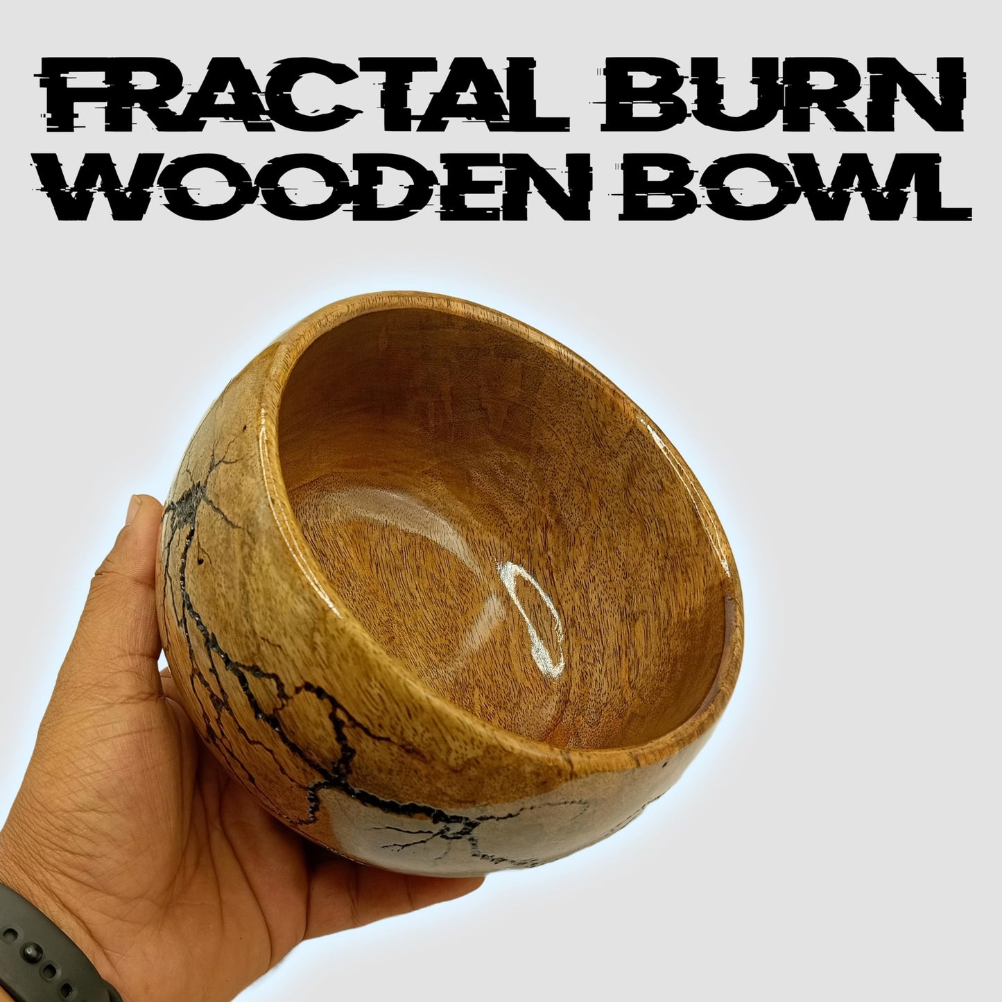 AYZCORP Fractal Burn Wood Bowl - Decorative Mango Wood Bowl for Kitchen, Dining, Entryway, Desk, and Holding Keys, Cuff Links, Coins