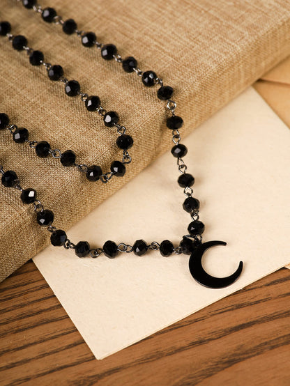 Sacina Gothic Layered Black Crescent Moon Choker, Black Moon necklace for Women, Gothic Goth Necklace, Goth Jewelry, Christmas Jewelry Gift for Women