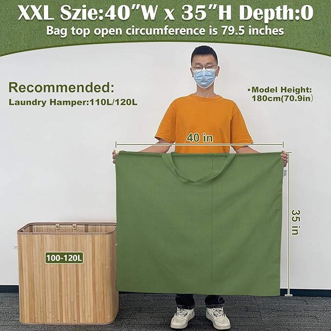 Canvas Laundry Bag 40"W x 35"H, Thick Canvas Laundry Bag