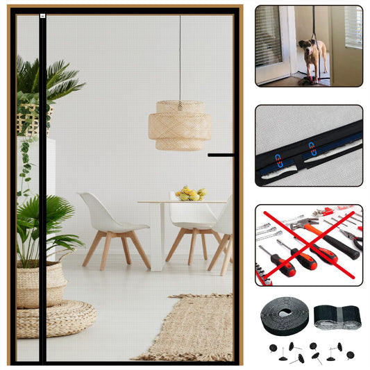 CHIYUNS Reversible Left Right Side Opening Screen Door Mesh Magnetic Closure Heavy Duty, Self Closing Fiberglass Bug Net with Magnet for Sliding Doors & Doorway, Pet Friendly, 72 x 80 inch