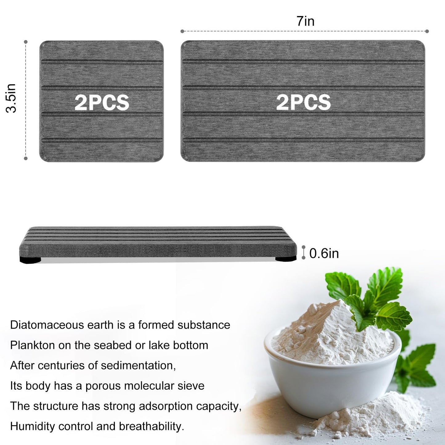 4PCS Fast Drying Diatomite Stone Soap Tray for Bathroom and Kitchen, Vanity Tray, Water Absorbing Coaster