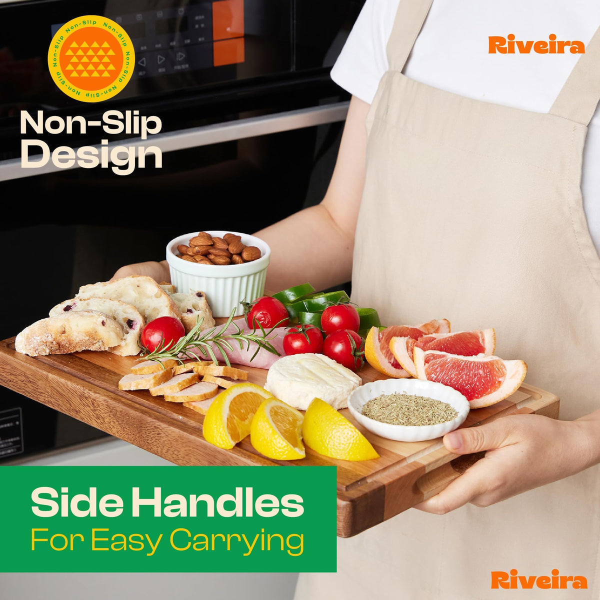 Riveira Premium Maple/Cherry/Walnut Wood Cutting Board – Versatile and Durable: Set Of 3 Pcs Rectangular Wooden Cutting Board – Natural Wooden Cutting Boards For Kitchen - Complete Cutting Boards