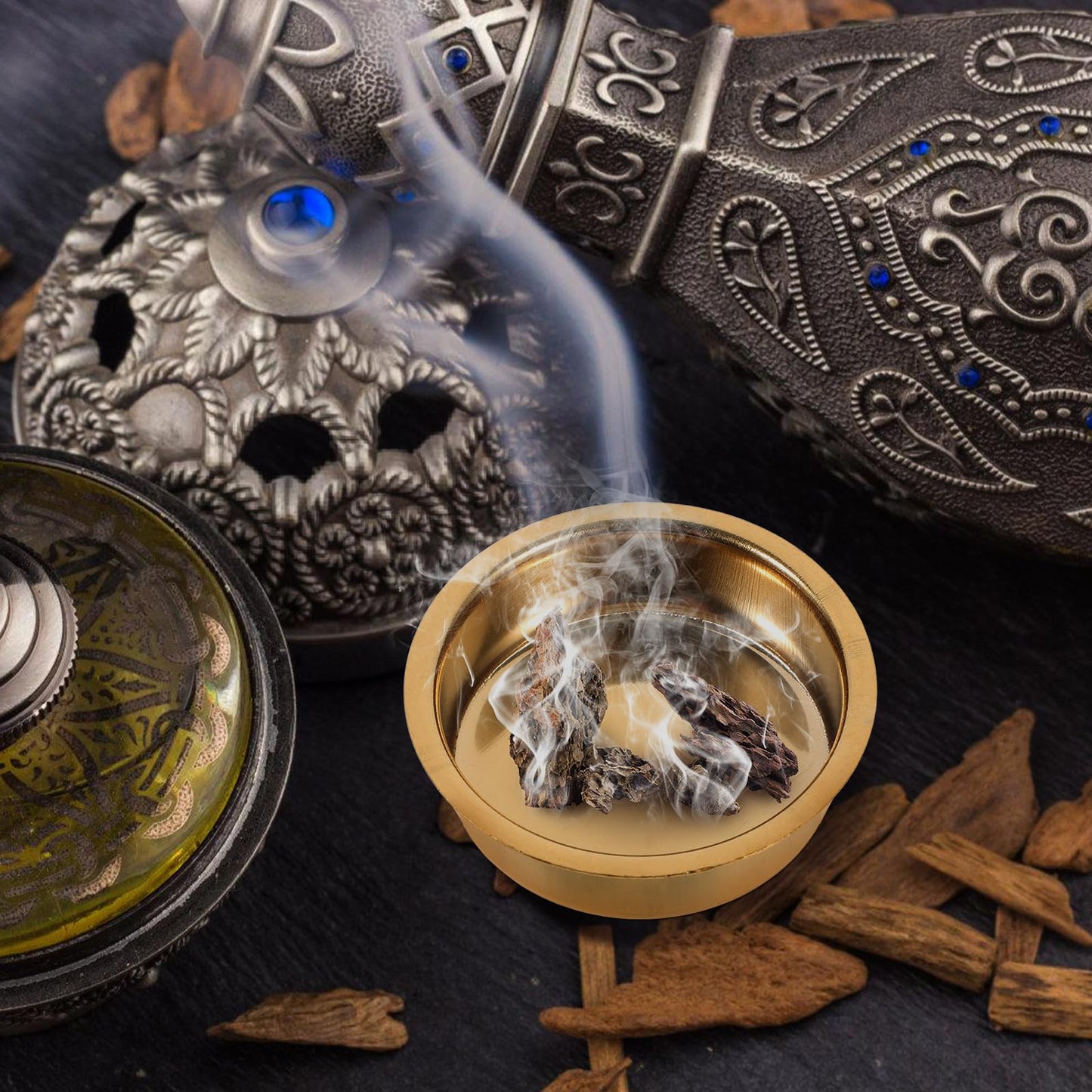 VOSAREA 6pcs Metal Incense Cone Burners Tea Light Tins Cups Tealight Holders Brass Incense Burner Plate Holder Empty Scented Candle Cup DIY Candle Holders for Party Wedding Table Decoration