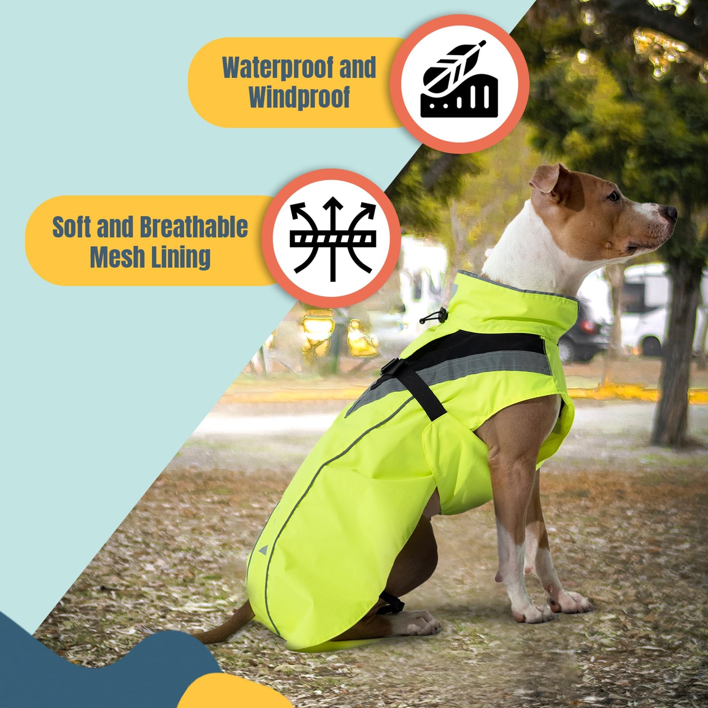 DOGOPAL Dog Raincoat - Waterproof, Lightweight Dog Rain Coat for Small, Medium, and Large Dogs with High Visibility Reflective Straps and Harness Hole (Yellow, M)