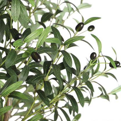 YOLEO 4FT Artificial Olive Tree Tall Faux Silk Olive Plant with Lifelike Olive Leaves Fake Olive Tree for Home Office Indoor Decor (Style 2)