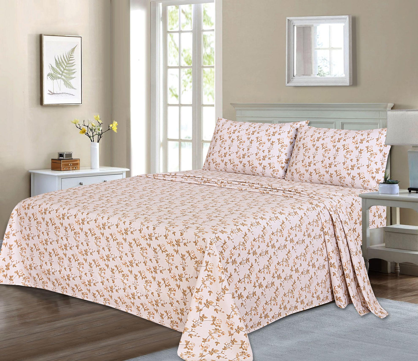RUVANTI Flannel Sheets Queen Size - 100% Cotton Double Brushed Bed Sheets, Deep Pockets 16 Inches Queen Sheet Set, All Seasons Breathable & Extra Soft - Warm & Cozy, 4 Piece, Dazzale