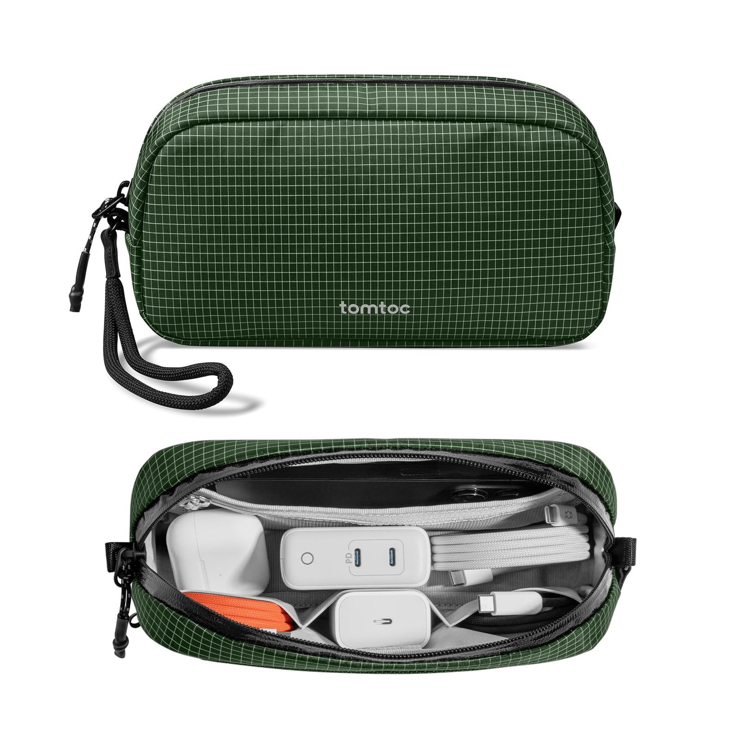 tomtoc Electronics Organizer Travel Case Performance, Water Resistant Bag Cable Tech Pouch Accessories, Carry Storage for Cord, Phone, Cables, Airpods, USB Flash Drive, Daily Items
