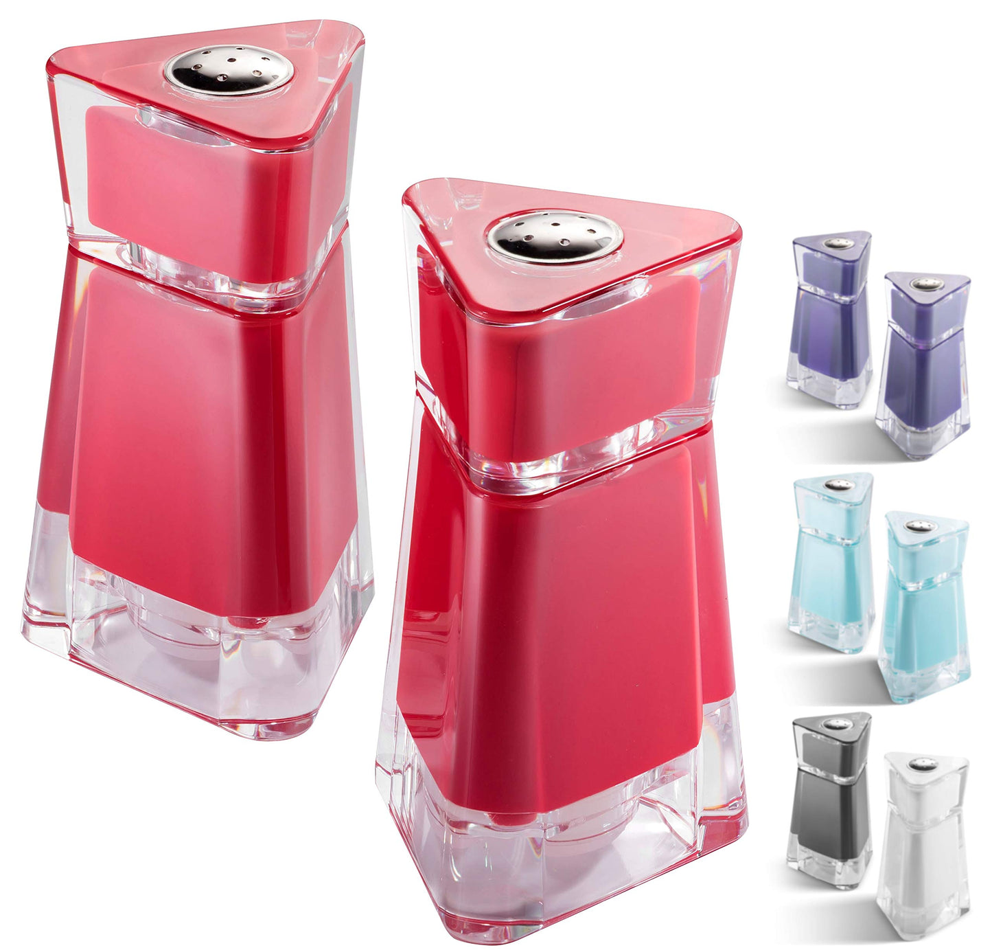 MITBAK Acrylic Red Salt and Pepper Shakers (2 Piece Set) | Elegant Salt and Pepper Dispensers with Perfectly Sized Holes for Evening Seasoning | Stylish Kitchen Accessories Utensils