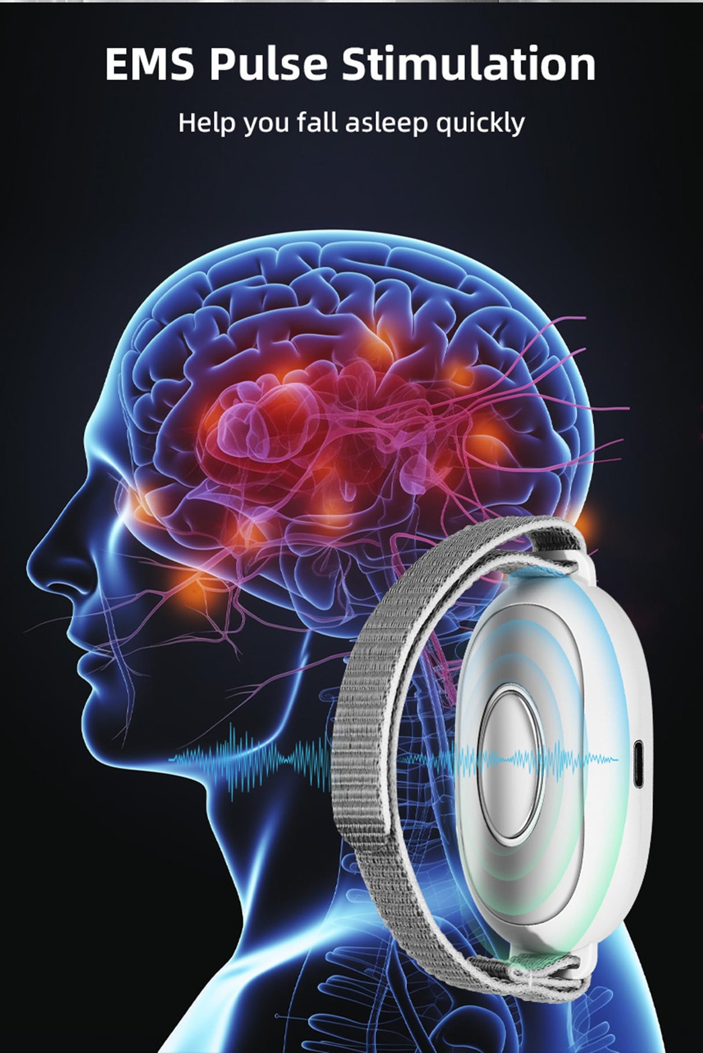 Sleep Aid Device Handheld Low Frequency Pulse of microcurrent Sleep Machine Insomnia Relief Anxiety Help Sleep