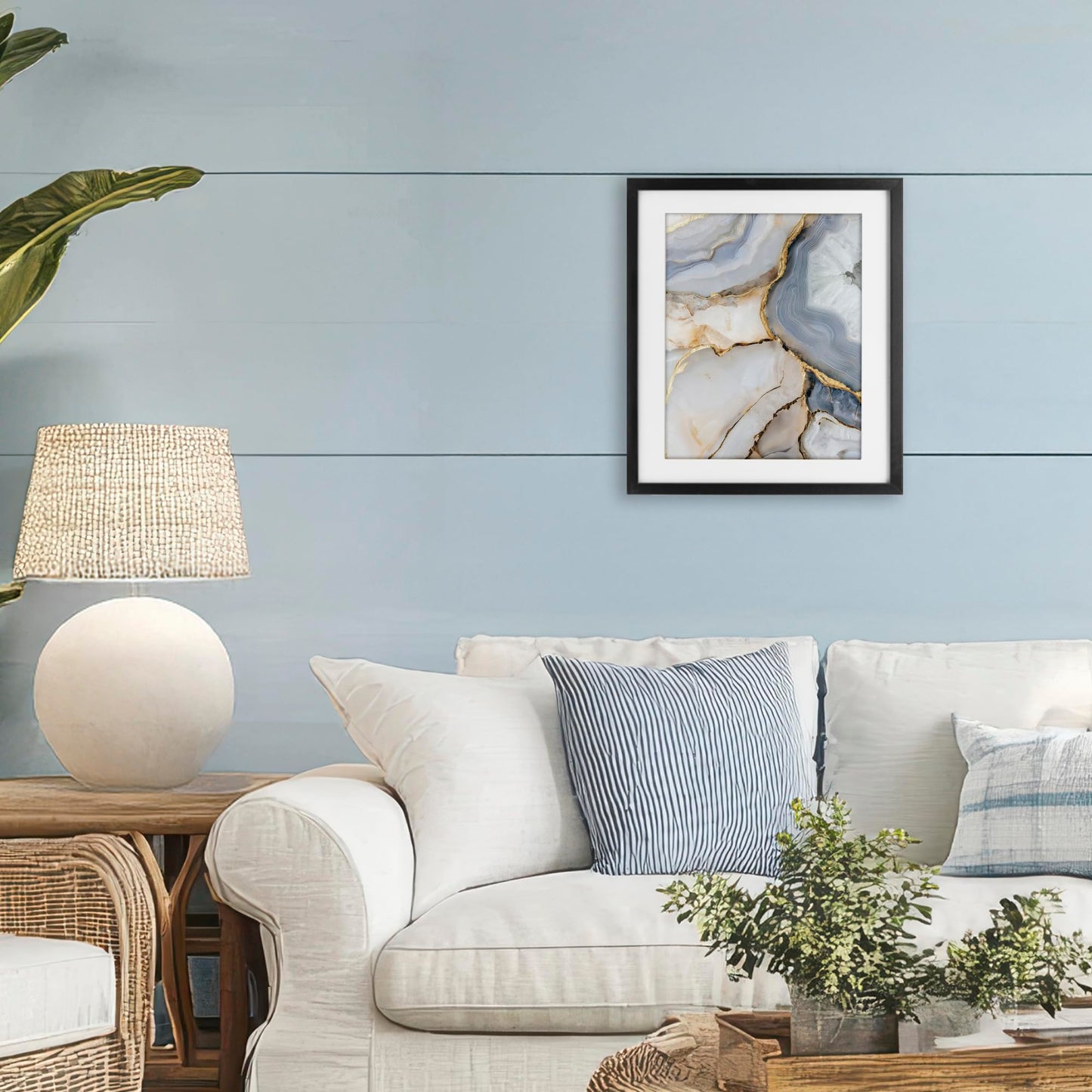 Stupell Industries 'White And Gray Geode', Framed Print Under Glass, Black, 13 x 16 Inches, Easy to Hang and Sturdy, Made in USA, by Svetlana Aleynikova