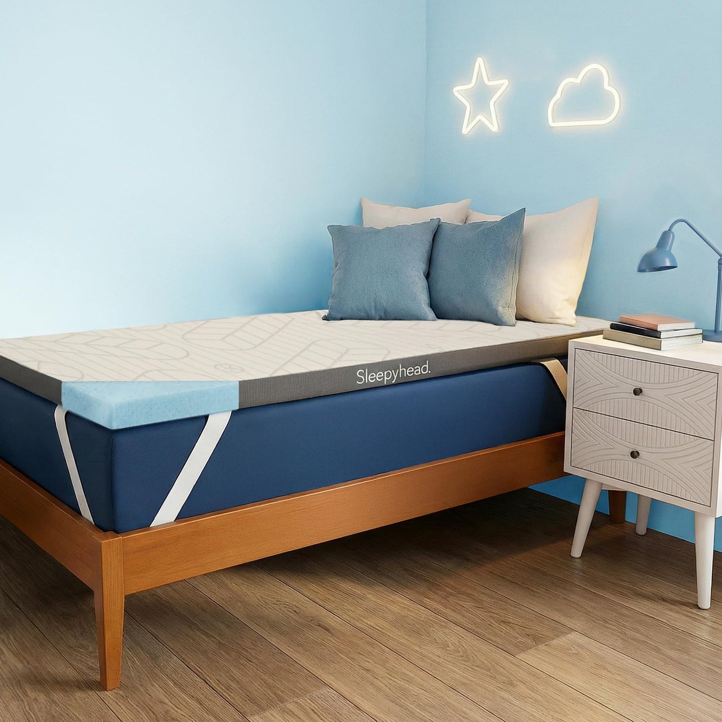 Sleepyhead Twin XL Mattress Topper 2 Inch for College Dorm, Cooling Gel Memory Foam, Pressure Relief, Removable Washable Cover, CertiPUR-US Certified (XL Twin 2")