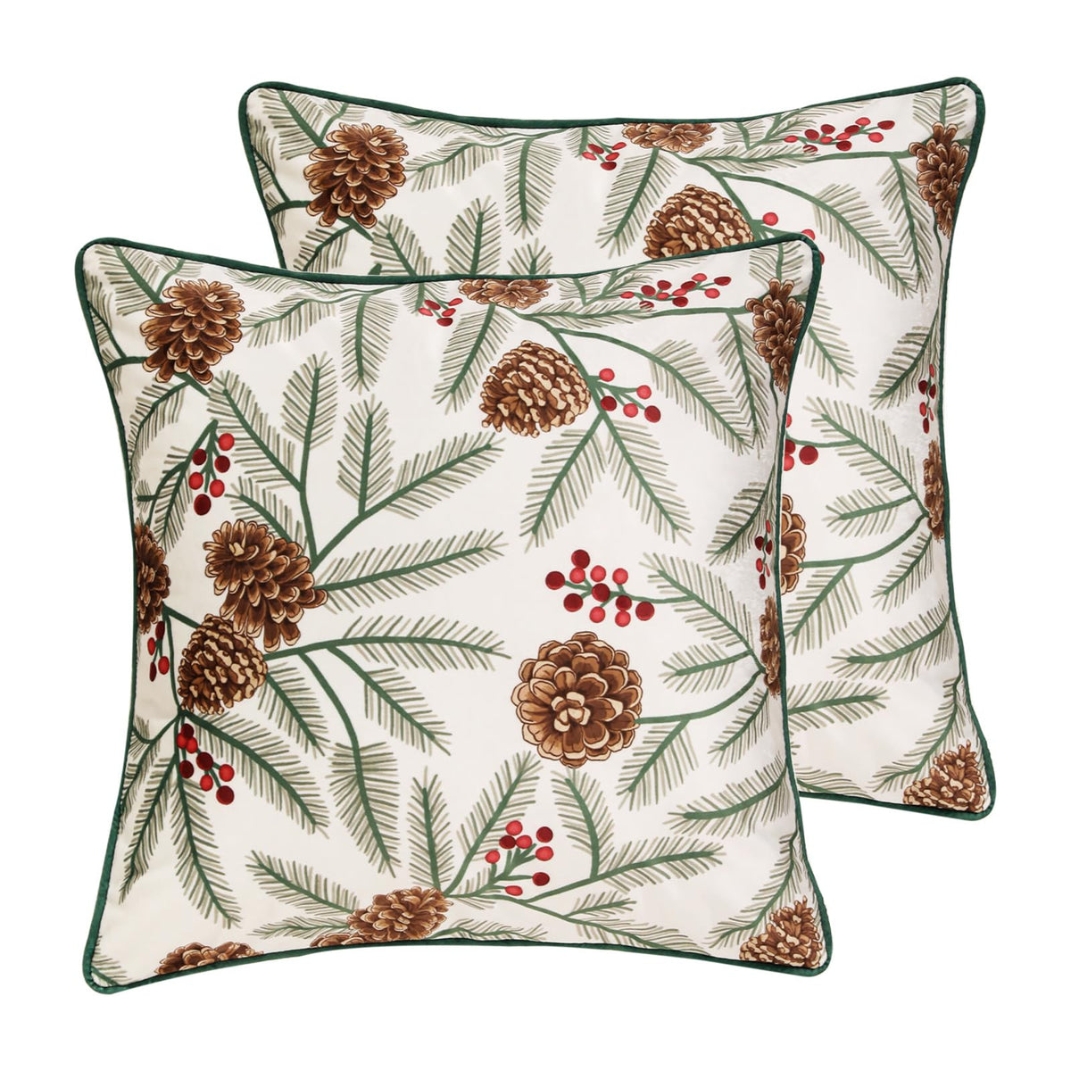 ISAENNE French Chrismas Velvet Throw Pillow Cover,Set of 2,18"x18"-Carol B