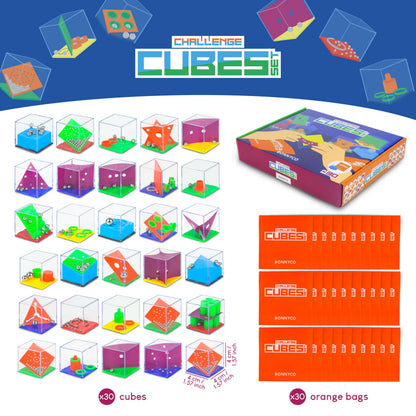 BONNYCO Challenge Cubes Party Bag Fillers for Kids Unisex Pack 30 Kids' Party Favours Toys, End of Year Gifts for Children, Pinata Filler Boys and Girls | Return Gifts Birthday, Mini Games Prizes