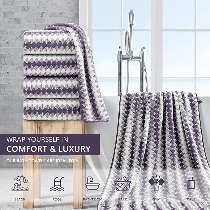 4 Piece Extra Large Bath Towel Set Oversized Bath Sheet 35"x70" Bathroom Towel