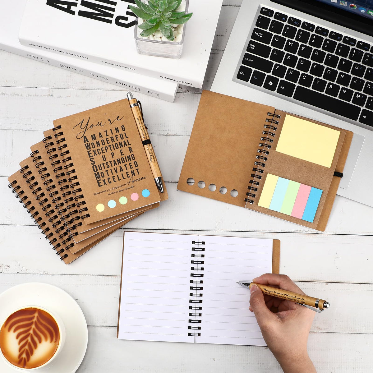 Jetec 25 Sets Employee Appreciation Gift Bulk Inspirational Spiral Notebook with Motivational Pen and Sticky Notepad Thank You Gifts for Volunteer Teacher Nurse Team Coworker (Amazing)