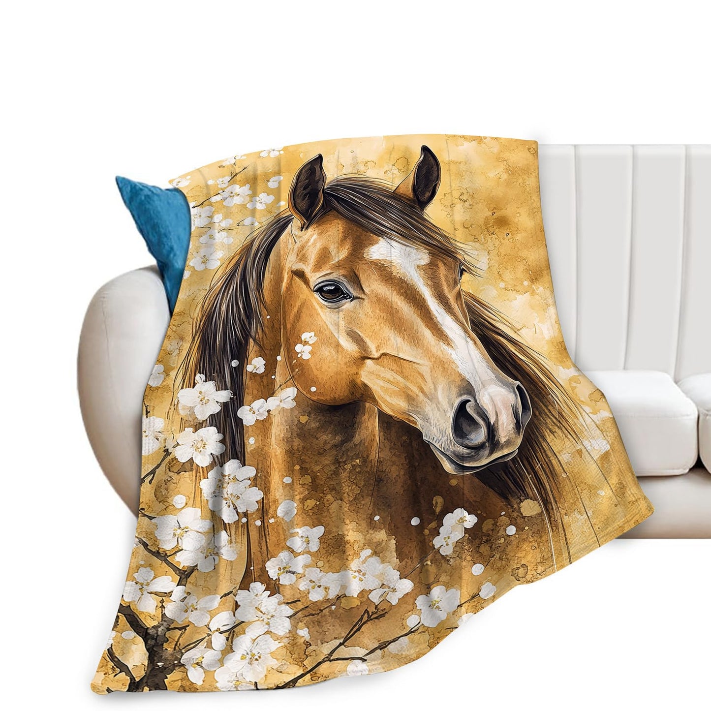 Baegopa Horse Blanket Gifts for Girls Horse Stuff Throw Blanket Cozy Plush Fleece Flannel Animal Flower Blankets for Lovers Decor Boys Women Men 50"X40"