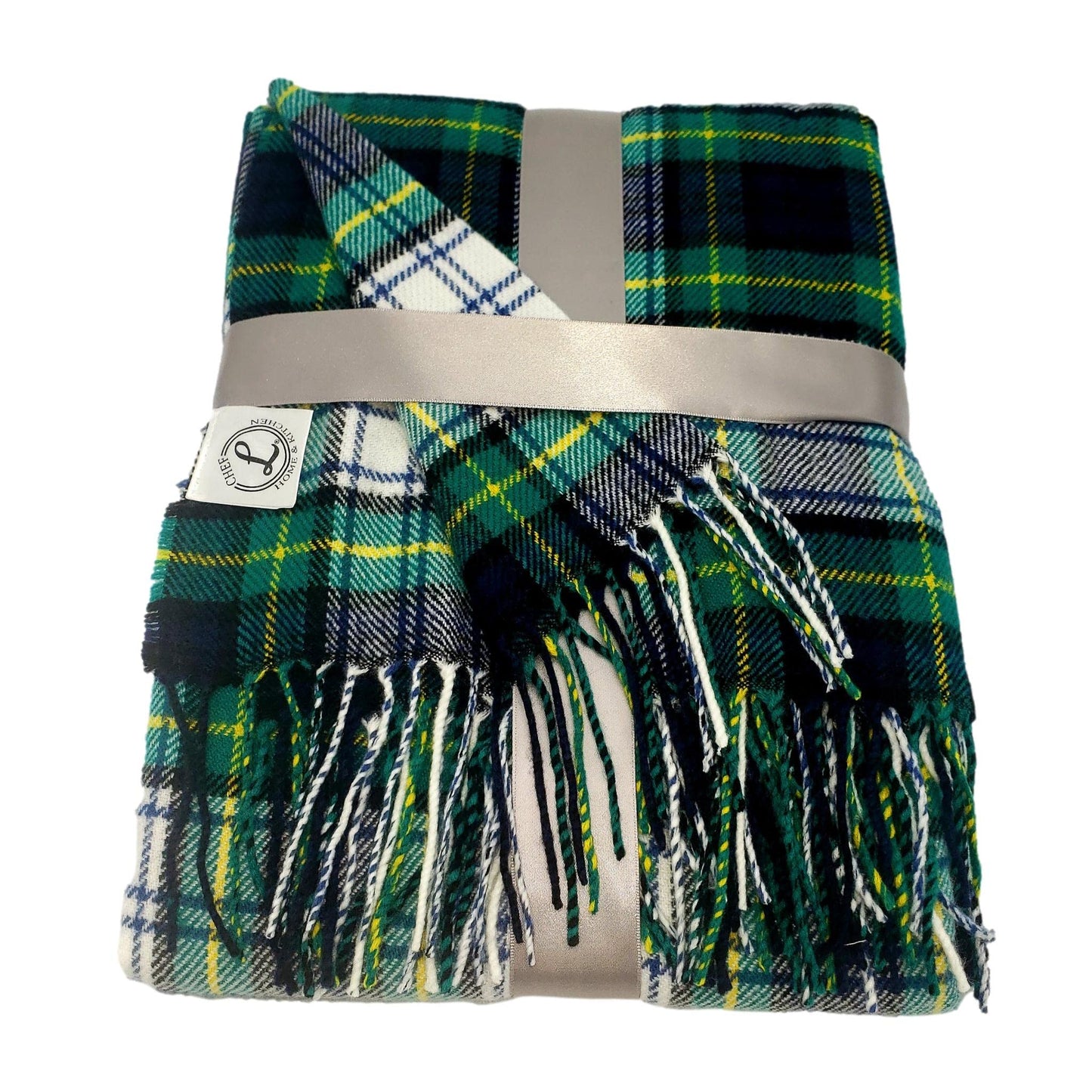 CHEF L HOME & KITCHEN Throw Blanket Green Plaid with Tassels/Fringe- 60" x 50"