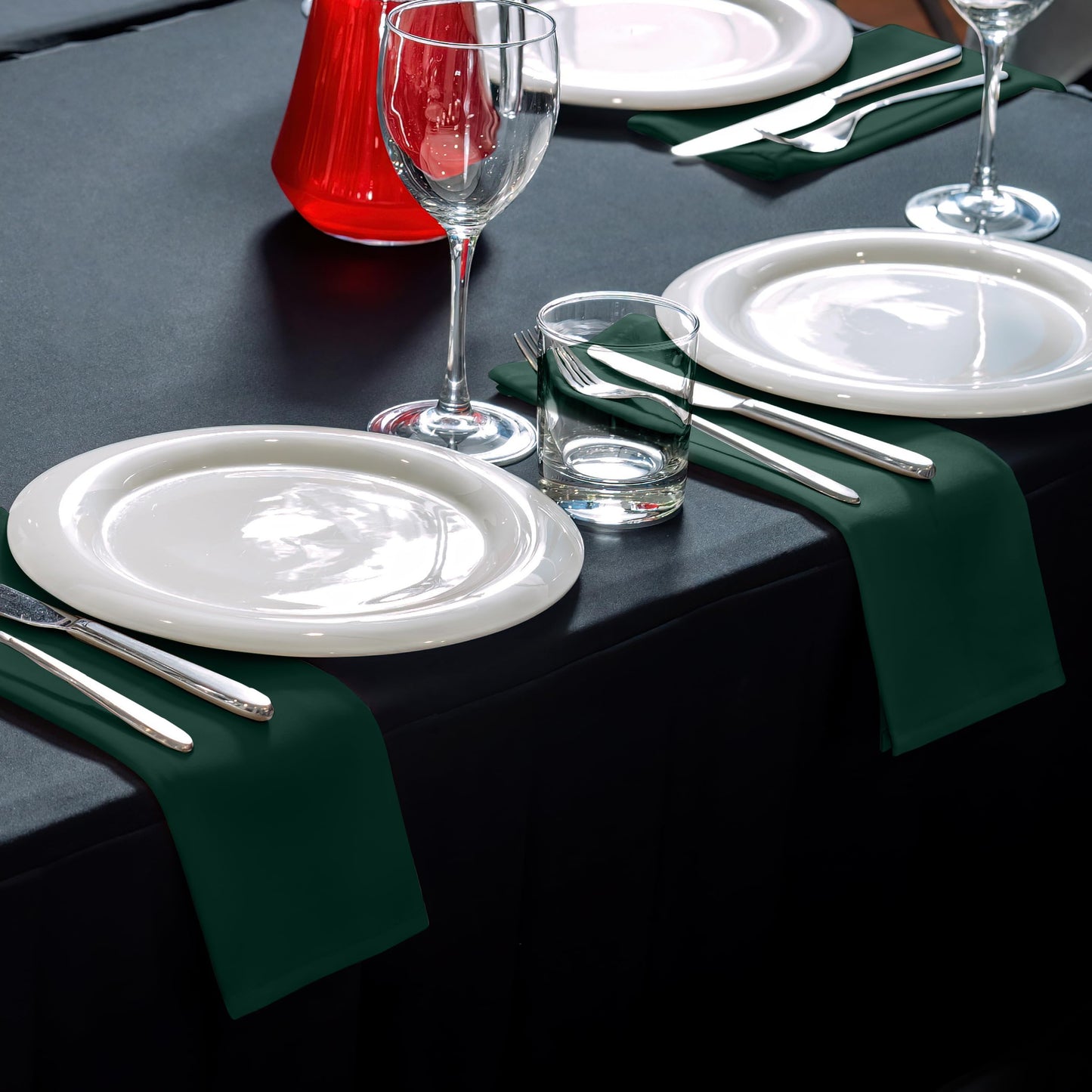 24Pcs Cloth Napkins 17x17 Inches Hunter Green Napkins Cloth Washable with Hemmed Edges for Restaurants, Lunch, Weddings, Decoration, Banquets, Party, Event - Reusable Bulk Linen Dinner Table Napkin