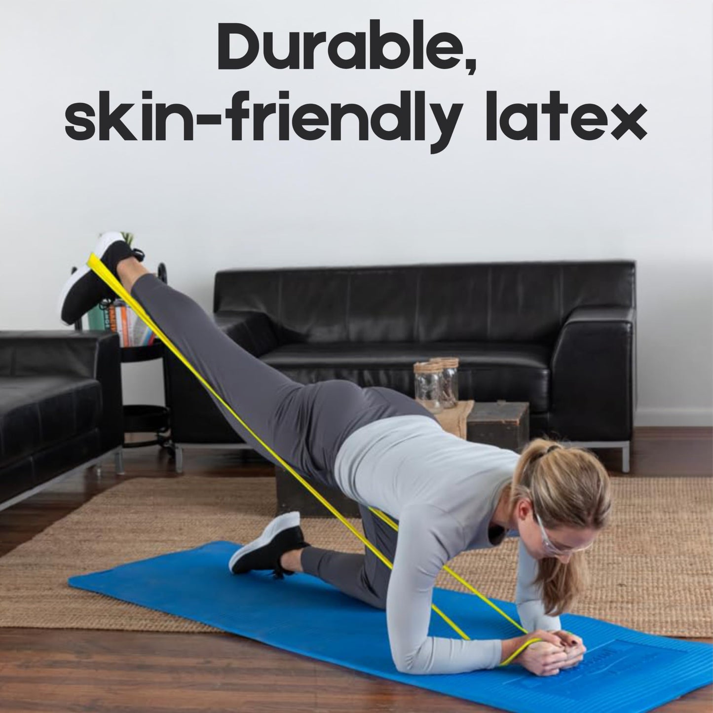 THERABAND Resistance Bands Set – Stretch Bands for Exercise, Therapy & Strength Training – Natural Rubber Latex Exercise Band for Men & Women - Resistance Bands Light, Medium and Heavy Resistance