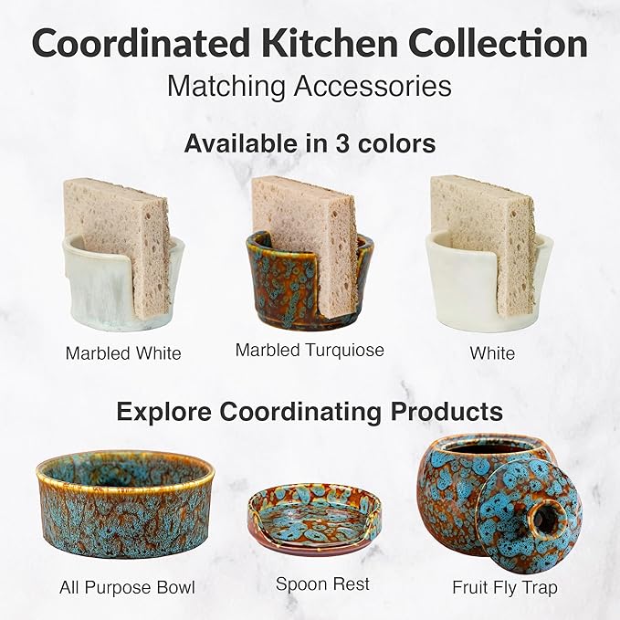 Elevated Lifestyle Ceramic Sponge Holder – Sink Caddy Organizer, Decorative