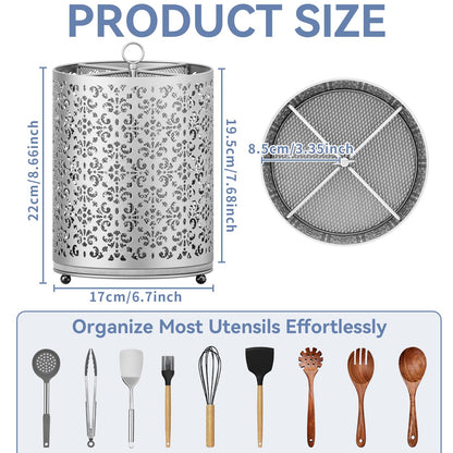 YIUKEA Extra Large Utensil Holder - 360° Rotating Cooking Utensils Caddy Countertop Organizer with Instant-Dry and Removable Base for Kitchen Tools
