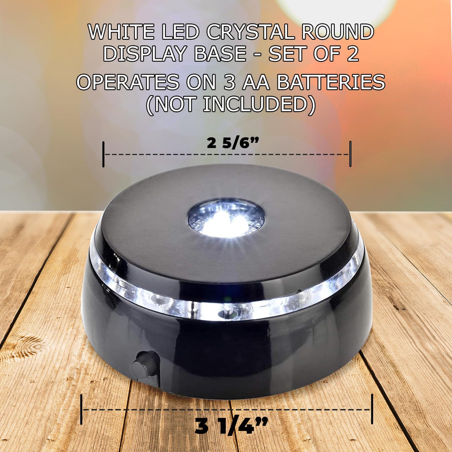 ASENTE 4 LED Display Base - Light Base for Glass Art - Lighted Glass Display and LED Base Light for Crystals, Figurines, and More - Lighted Display Stand w/ White Lights