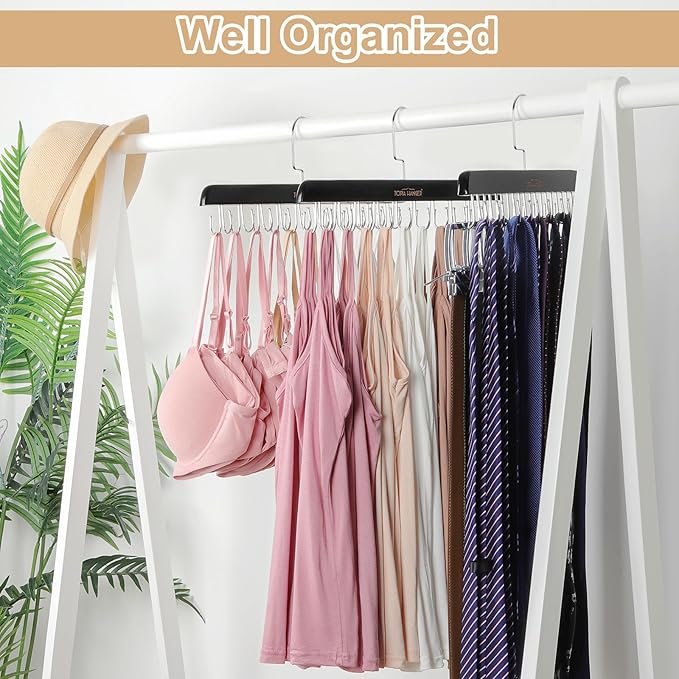 TOPIA HANGER Bra Hanger for Closet, Tank Top Hangers 20 Hooks Capacity Foldable
