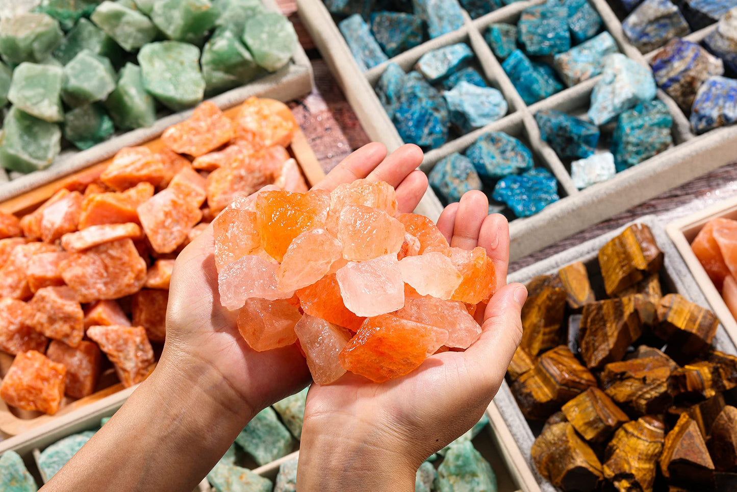 Jovivi Bulk Himalayan Salt Crystals Rough Healing Stones 1" Large Natural Raw Rocks for Tumbling, Cabbing, Decoration, Wire Wrapping, Wicca & Reiki - 0.5 lb