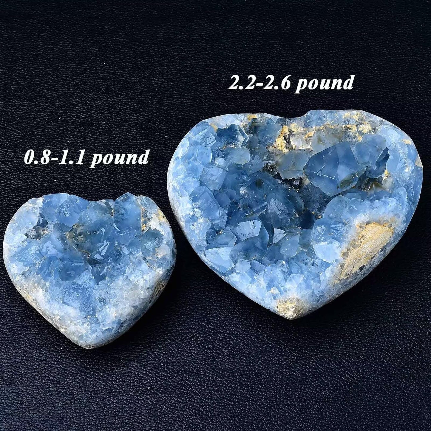 FZBHRO Extra Large Blue Celestite Geode Heart Healing Crystal Stone Collection Mineral Specimen with Stand Home Office Decor 1.3-1.7 Pound