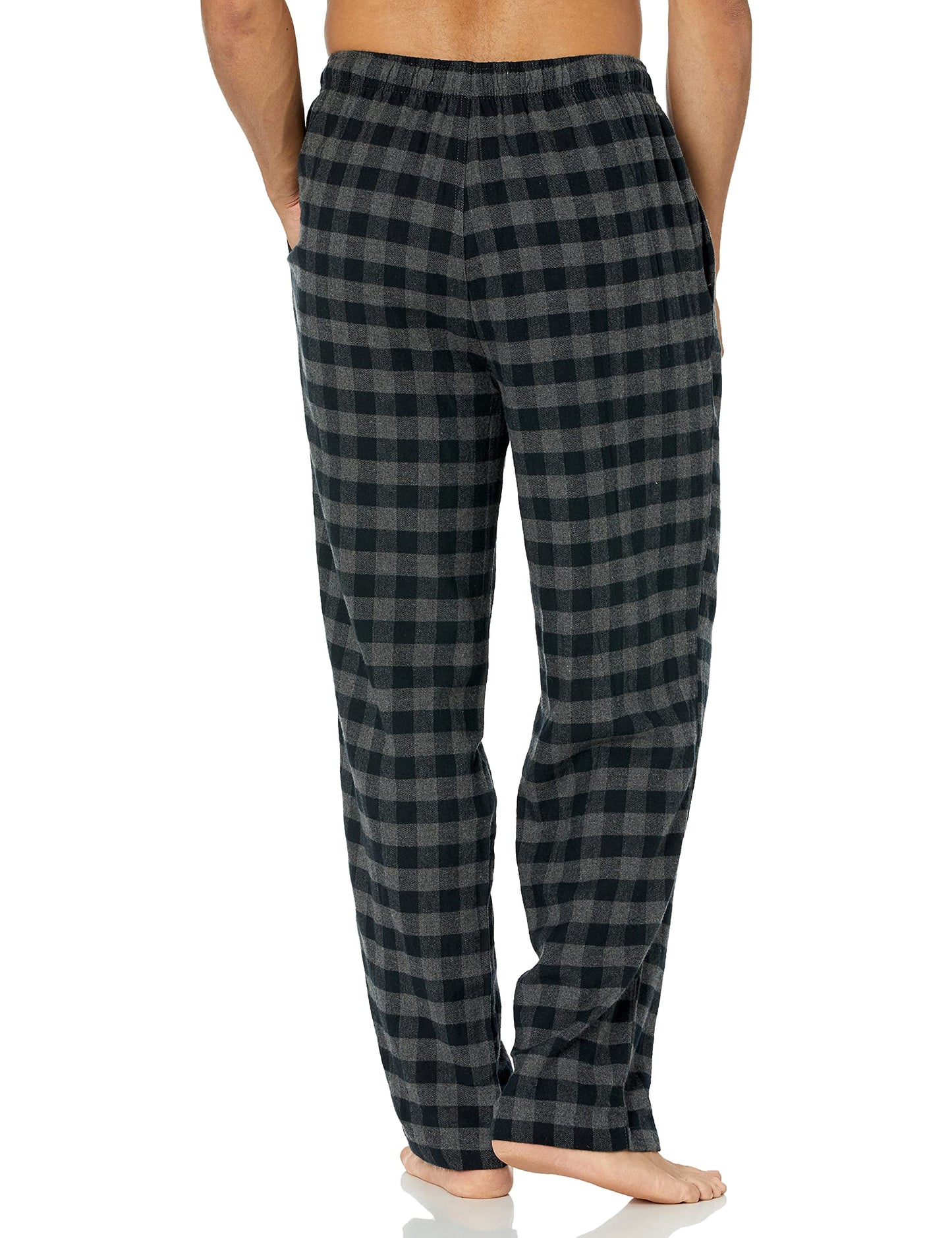 Amazon Essentials Men's Breathable Flannel Pajama Pant (Available in Big & Tall), Black Grey Buffalo Plaid, Medium