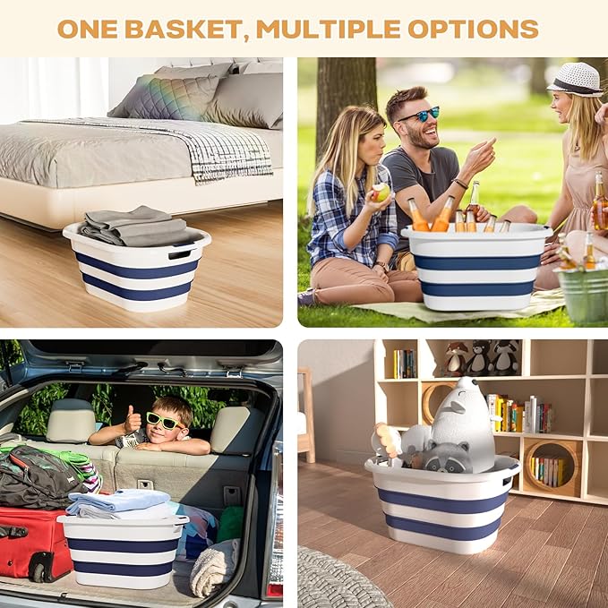 43L Collapsible Laundry Basket Plastic, Pop Up Laundry hamper/Storage Container