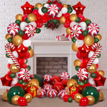 RUODON Christmas Balloon Arch Kit - 233 Pieces with Candy, Cane, Latex, Gift Box & Star Balloons for Party Decorations