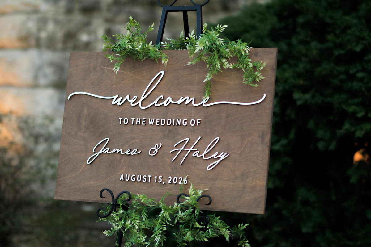 Personalized Wooden 3D Wedding Welcome Sign. Custom Wedding Decor. Customized with Your Names and Dates. Wedding Ceremony Decorations. (Design 16)