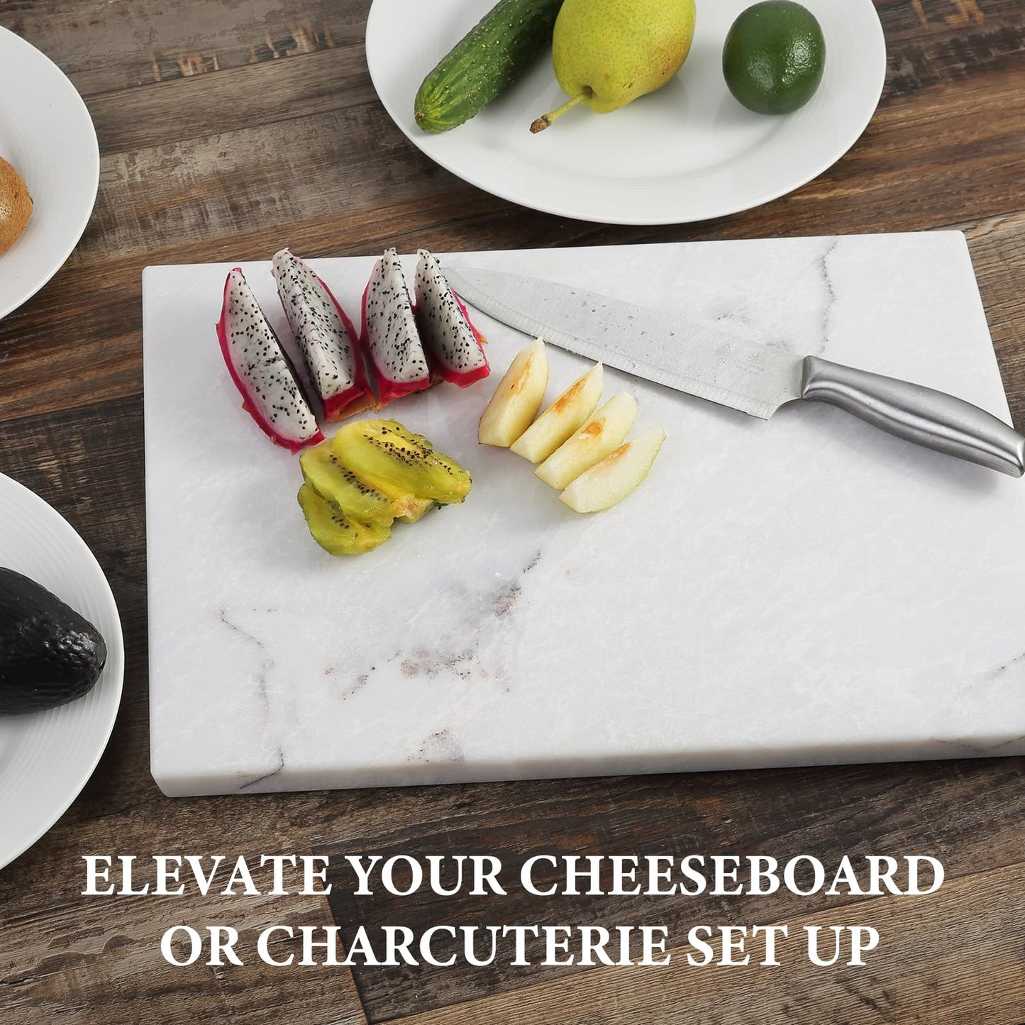 Koville Marble Cutting Board for Kitchen, 16x12 Inches Large Marble Slab Cheese Board, Rectangular Serving Board for Baking Charcuterie Pastry, Natural Stone Board for Countertop (Milas Lilac)