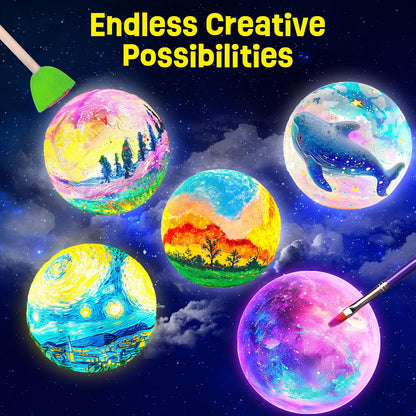 LAOESE Paint Your Own Moon Lamp Kit, Cool Gifts DIY 3D Moon Night Light, Arts and Crafts for Kids Ages 8-12, Space Art Supplies Craft Kits, Girls Boys Birthday Gifts for Kids Ages 3 4 5 6 7 8-12+