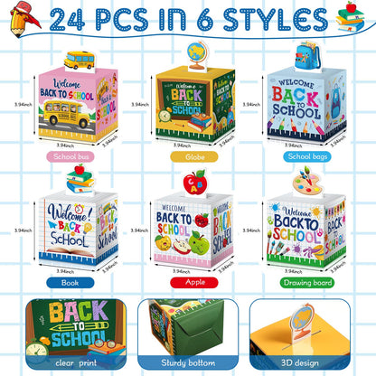 PerKoop 24 Pieces Back to School Candy Boxes First Day of School Party Favor Gift Boxes for Classroom New Semester Favors Kids Birthday Party Supplies