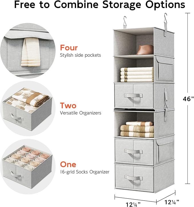 Vailando 6-Shelf Hanging Closet Organizer