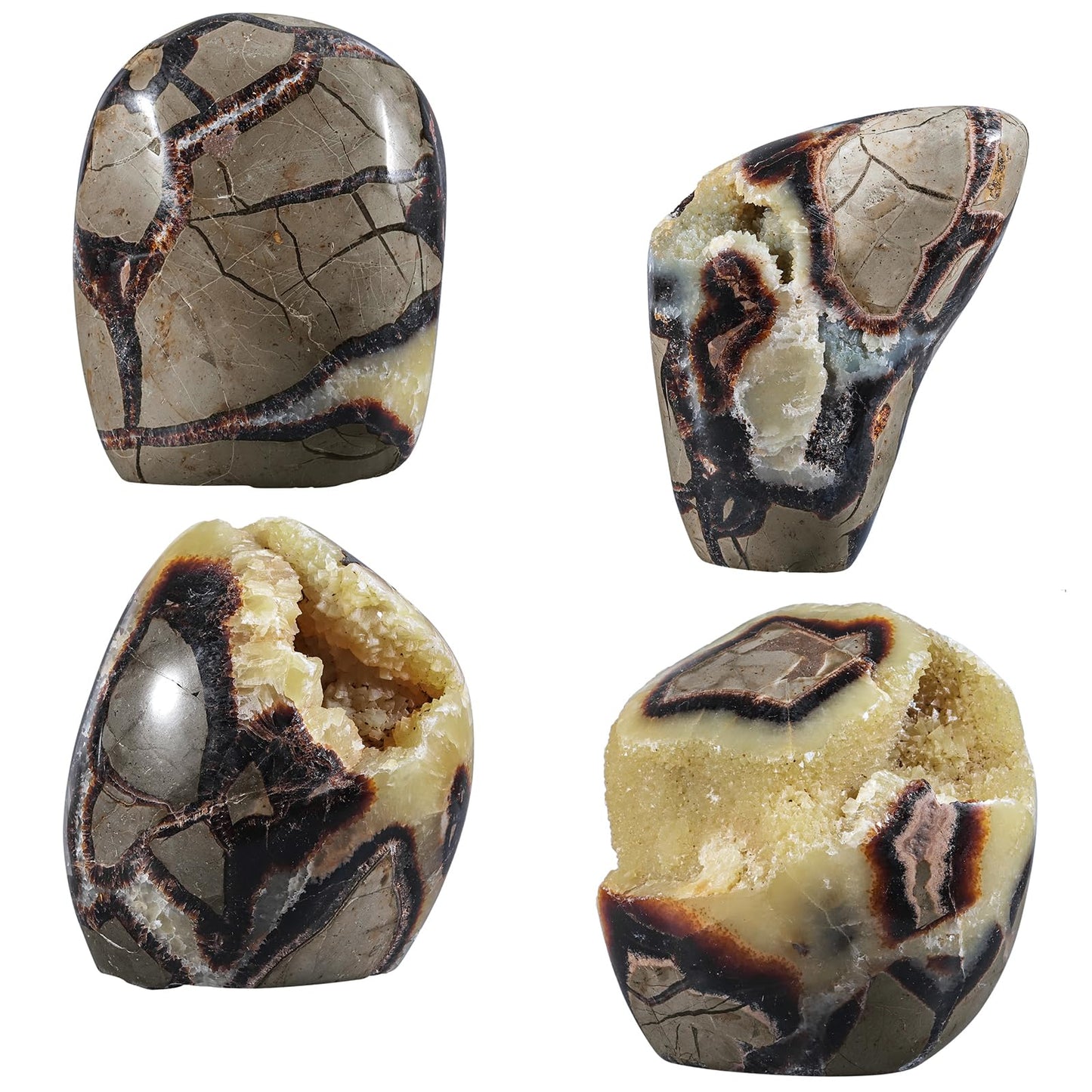TUMBEELLUWA Natural Septarian Dragon Stone Crystal Geode Cluster, Irregular Mineral Specimen Crystals and Healing Stones for Home Room Decor, 83-135 mm