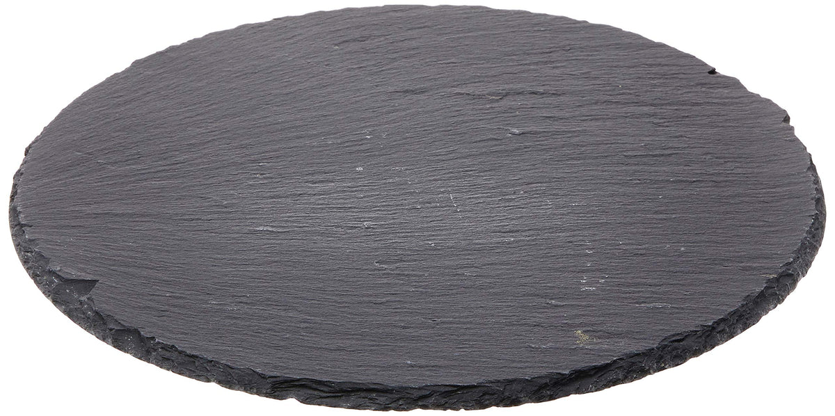 Cilio Slate Round Cheese Board, Natural Stone Tray for Serving Cheese, Charcuterie, Sushi, Appetizers, and More, Black, 11" diameter
