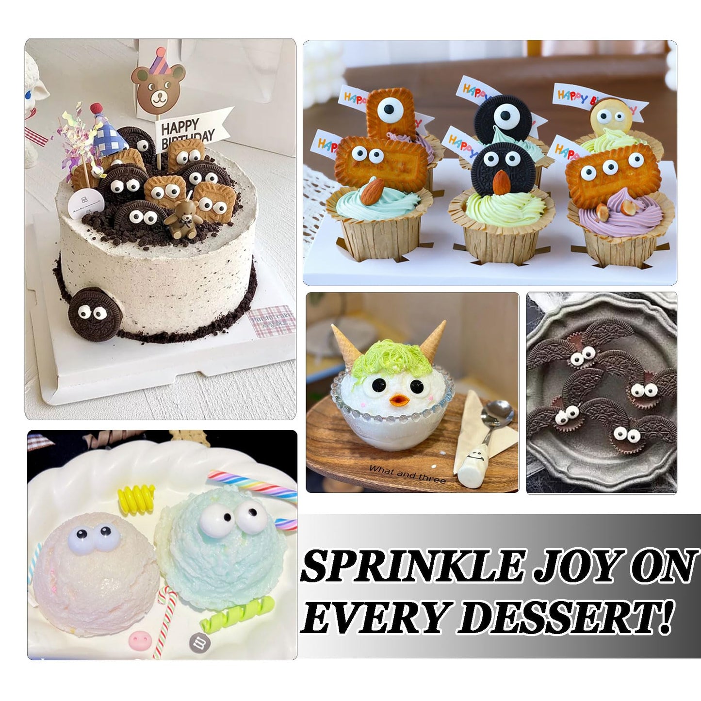 Edible Candy Eyes Sprinkles for Cake Decorating 4.58oz, Halloween Eyeball Sprinkles for Cookie Baking Ice Cream Brownie Cupcake Toppings
