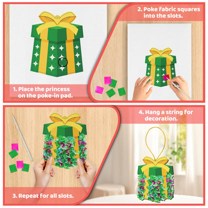 ATFUNSHOP Christmas Crafts for Kids Poke in Art No Mess Toy DIY Chrismas Ornaments for Boys and Girls Ages 4 5 6 7 8 9 10, Activity Kit Christmas Gifts, Xmas Party Favors Toys & Games