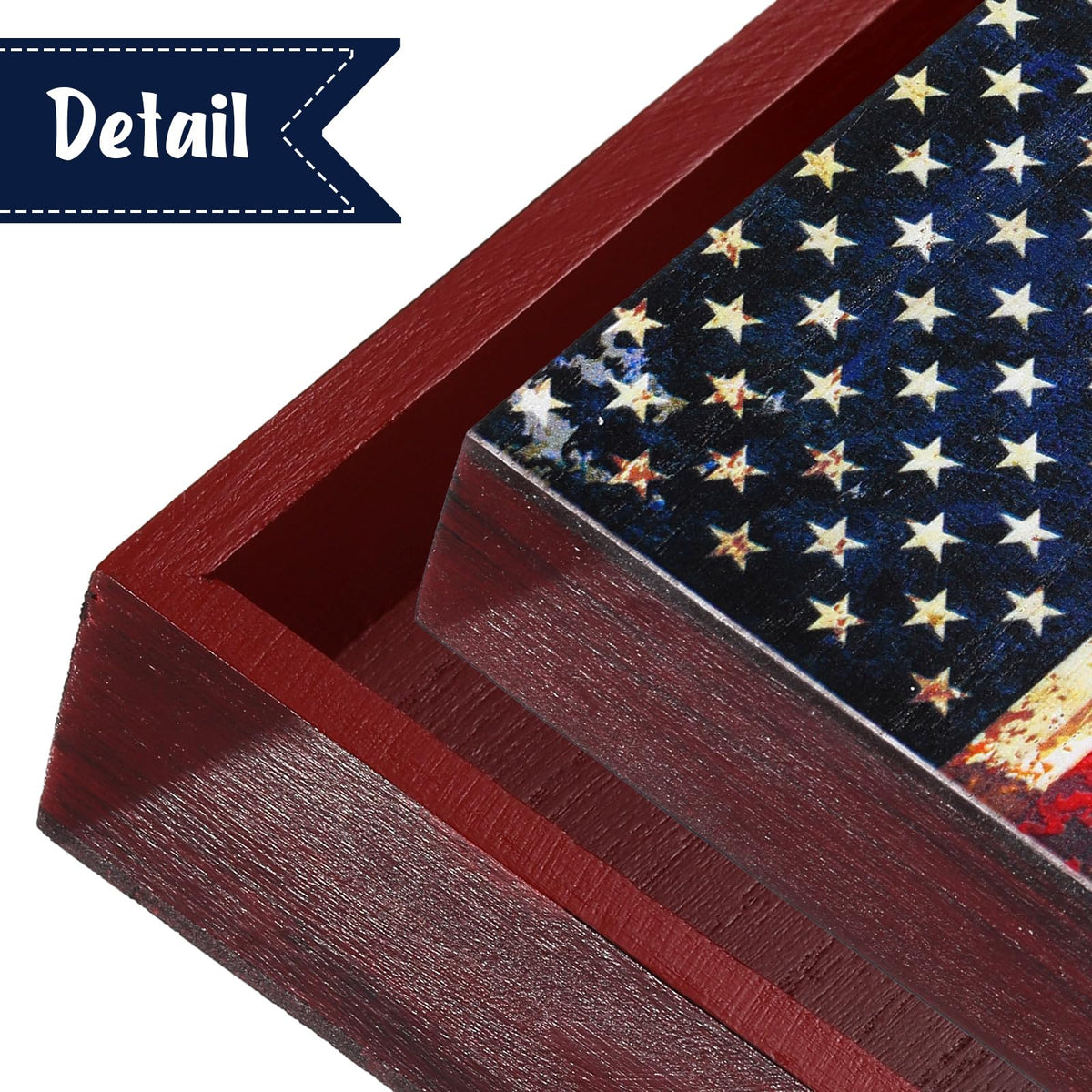 Sintuff 4th of July Decor Patriotic 250th Anniversary Tabletop Decoration Wooden American Flag Box Sign Independence Day Memorial Day Veterans Wood Gifts for Table Centerpiece Office Desk Shelf