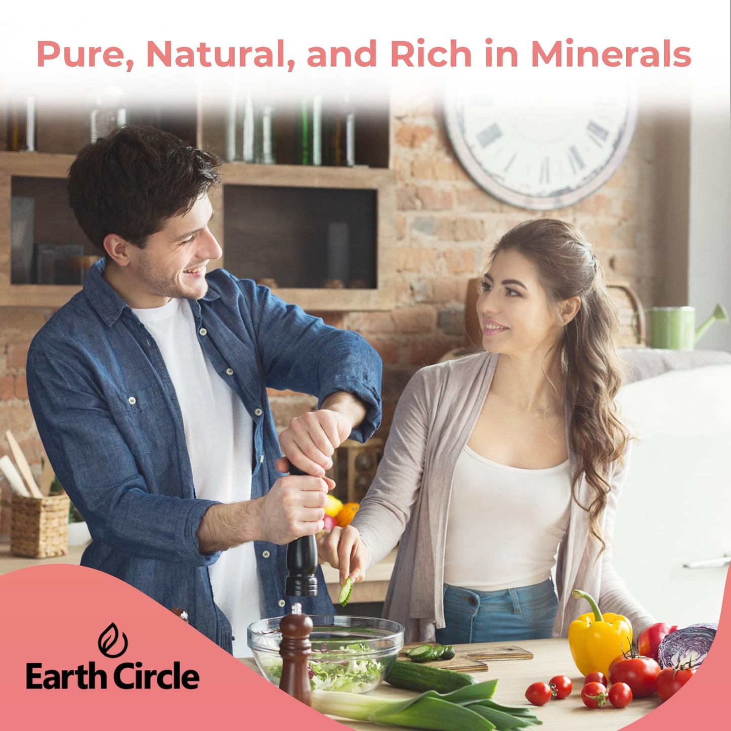 Earth Circle Organics Premium Himalayan Unrefined Pink Fine Grain Salt, No Anti-Caking Agents, Pure Culinary Grade - Kosher, Nutrient and Mineral Dense, 1 pound